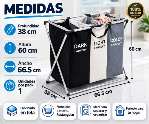 Cesta Organizadora de Ropa 3 en 1 – Clasifica Fácil y Rápido 💎